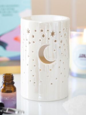 Iridescent White Moon Pillar Oil Burner - Aromatherapy