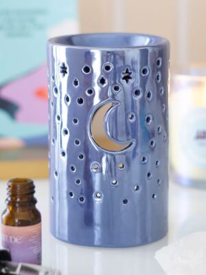 Iridescent Purple Moon Pillar Oil Burner - Aromatherapy