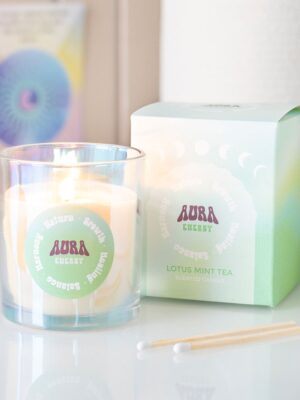 Aura Energy Lotus Mint Tea Iridescent Candle - Meditation Decor