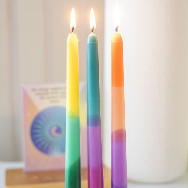 Set of 3 Dipped Aura Energy Taper Candles - Aromatherapy