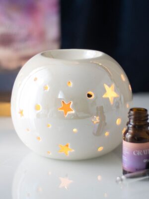 White Iridescent Star Oil Burner and Wax Warmer - Spiritual Home Decor