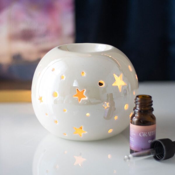 White Iridescent Star Oil Burner and Wax Warmer - Spiritual Home Decor