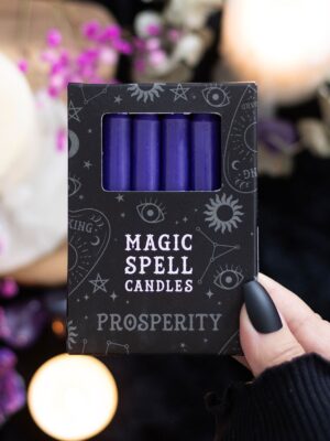Set of 12 Purple 'Prosperity' Spell Candles - Witchcraft Ritual