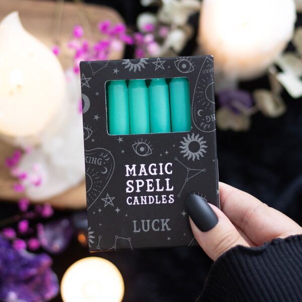 FI_15328.jpg Set of 12 Green 'Luck' Spell Candles - Witchcraft Ritual