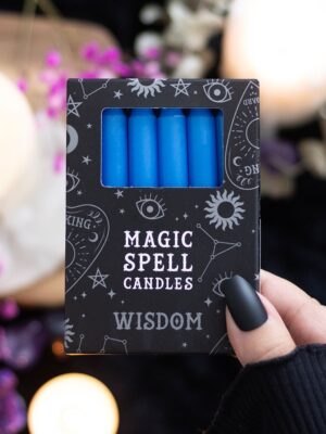 Set of 12 Blue 'Wisdom' Spell Candles - Witchcraft Ritual