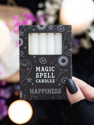 Set of 12 White 'Happiness' Spell Candles - Witchcraft Ritual