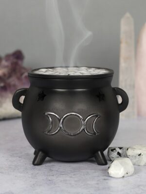Triple Moon Cauldron Incense Cone Holder - Witchcraft Ritual