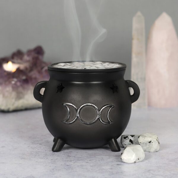 FI_45538.jpg Triple Moon Cauldron Incense Cone Holder - Witchcraft Ritual