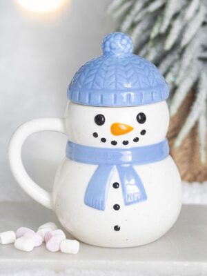 Winter Snowman Lidded Mug - Ceramic Mug