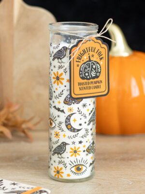 Frightful Folk Print Toasted Pumpkin Scented Tube Candle - Aromatherapy