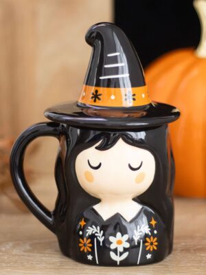 Frightful Folk Witch Lidded Mug - Witchcraft Ritual