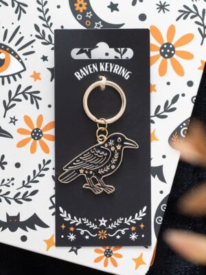 Folk Raven Keyring - Gothic Decor