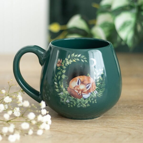Green Sleeping Fox Rounded Mug - Ceramic Mug