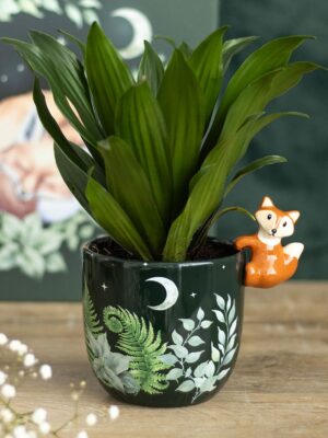 Green Forest Plant Pot with Fox - Spiritual Home Decor