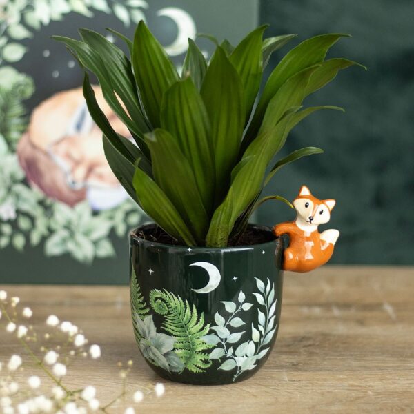 Green Forest Plant Pot with Fox - Spiritual Home Decor
