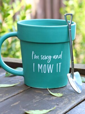Sexy and I Mow It Pot Mug and Shovel Spoon - Ceramic Mug