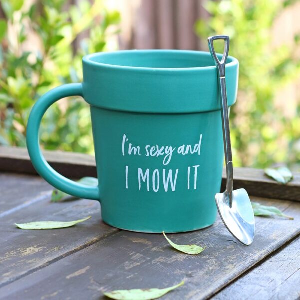Sexy and I Mow It Pot Mug and Shovel Spoon - Ceramic Mug