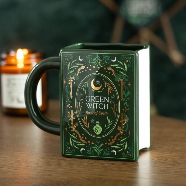 GN_10427.jpg Green Witch Book Shaped Mug - Witchcraft Ritual