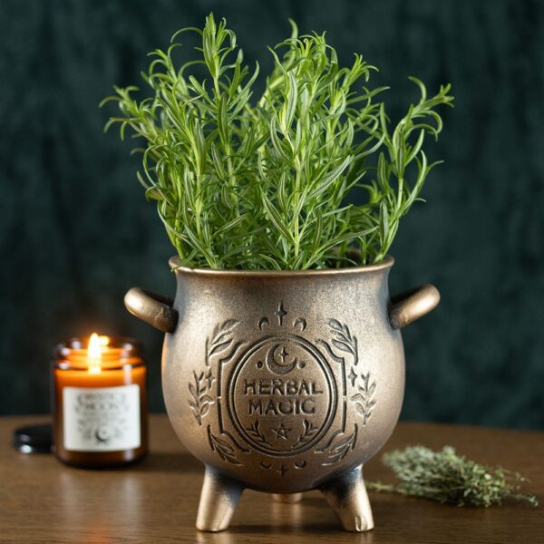 GN_10727.jpg Herbal Magic Bronze Effect Terracotta Cauldron Plant Pot - Witchcraft Ritual