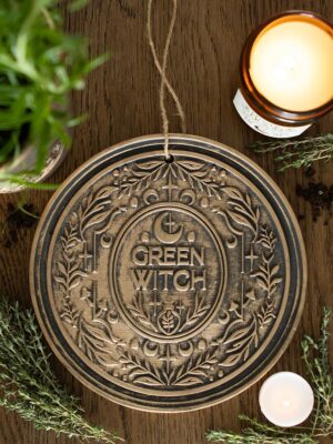 Green Witch Bronze Effect Terracotta Hanging Plaque - Witchcraft Ritual