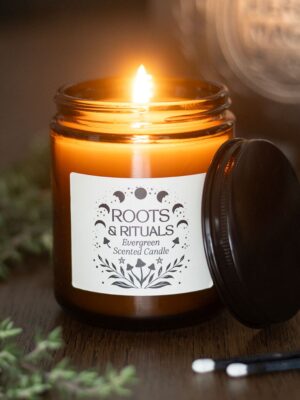 Roots & Rituals Evergreen Amber Glass Candle - Witchcraft Ritual
