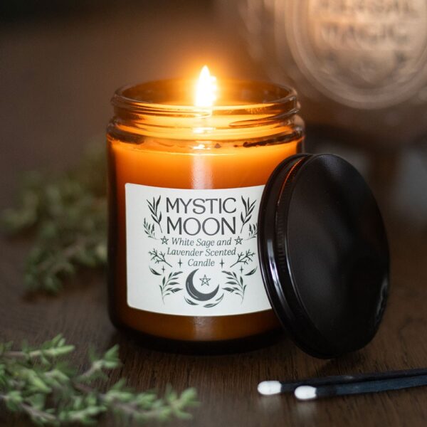 GN_11627.jpg Mystic Moon Sage & Lavender Amber Glass Candle - Aromatherapy