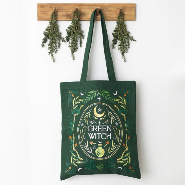 GN_12127.jpg Green Witch Tote Bag - Witchcraft Ritual