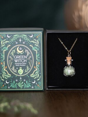 Green Witch Aventurine Potion Bottle Necklace - Witchcraft Ritual