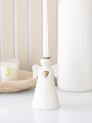 Heart Angel Taper Candle Holder - Angel Figurine