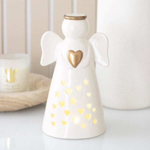 GU_69327.jpg Large LED Light Up Angel Decoration with Heart - Angel Figurine