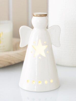 Small LED Light Up Angel Decoration with Star - Angel Figurine