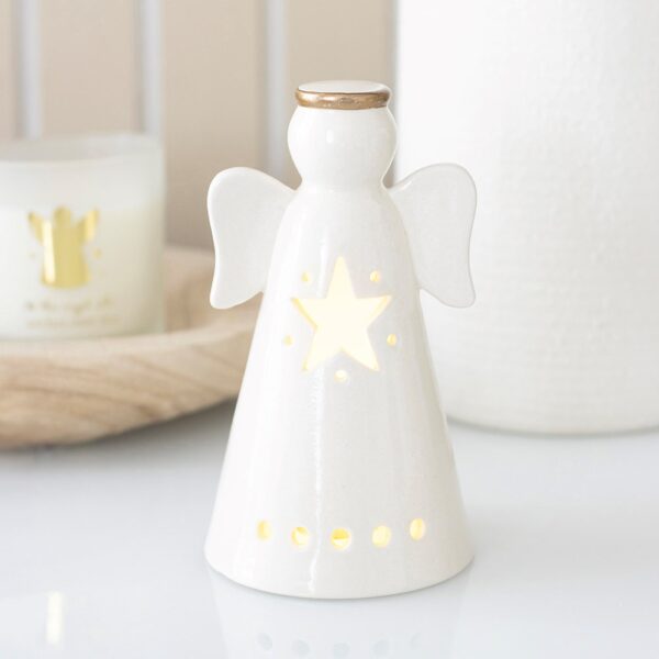 Small LED Light Up Angel Decoration with Star - Angel Figurine