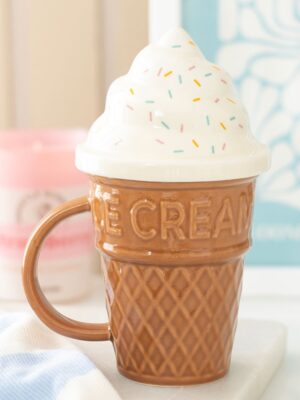 Ice Cream Cone Lidded Mug - Ceramic Mug