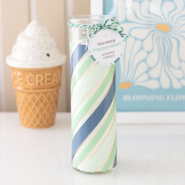 Candy Stripe Peppermint Tube Candle - Aromatherapy