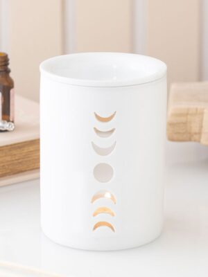 White Moon Phase Cut Out Oil Burner and Wax Warmer - Spiritual Home Decor