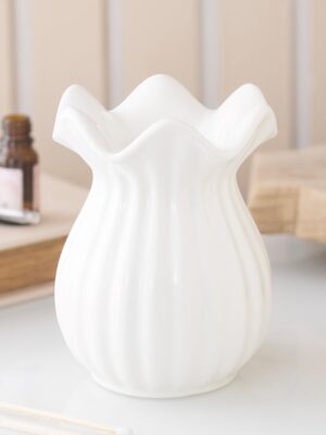 White Pleated Flare Oil Burner - Spiritual Home Decor