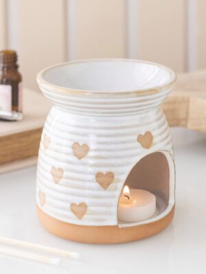 HF_55027.jpg Beige Heart Print Oil Burner - Spiritual Home Decor