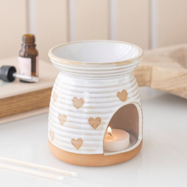 Beige Heart Print Oil Burner - Spiritual Home Decor
