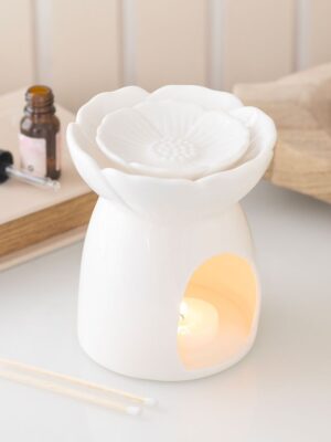 White Peony Oil Burner and Wax Warmer - Spiritual Home Decor