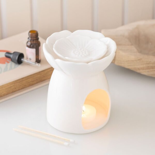 White Peony Oil Burner and Wax Warmer - Spiritual Home Decor