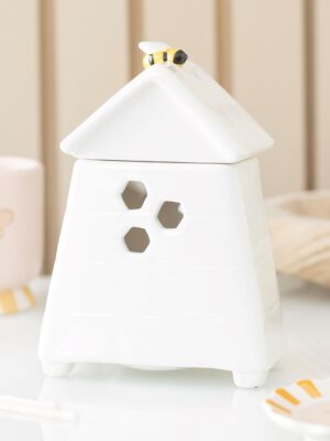 White Beehive Oil Burner and Wax Warmer with Bee - Spiritual Home Decor