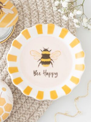 Striped Bee Happy Trinket Dish - Spiritual Home Decor