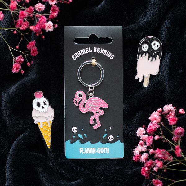 HO_19327.jpg Flamin-goth Flamingo Keyring - Gothic Decor