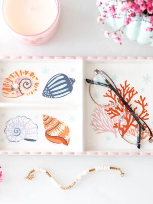 Pastel Shell and Coral Trinket Tray - Spiritual Home Decor