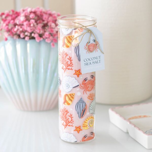 Pastel Shell Print Coconut & Sea Salt Tube Candle - Aromatherapy