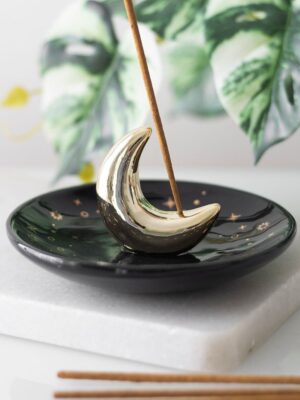 Gold Crescent Moon Incense Stick Holder - Aromatherapy