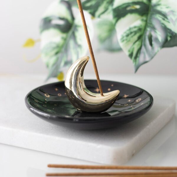 Gold Crescent Moon Incense Stick Holder - Aromatherapy