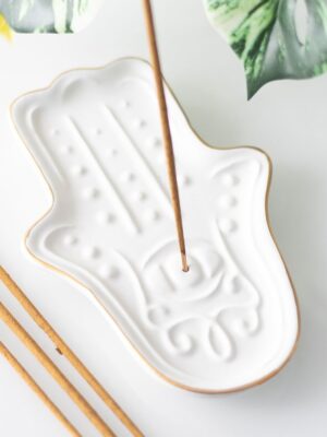 White Hamsa Hand Incense Stick Holder - Aromatherapy
