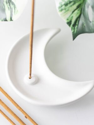White Crescent Moon Incense Stick Holder - Aromatherapy