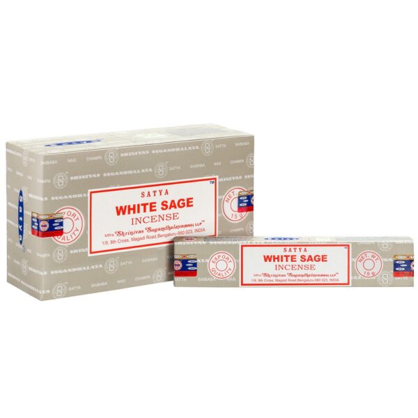 Set of 12 Packets of White Sage Incense Sticks by Satya - Aromatherapy
